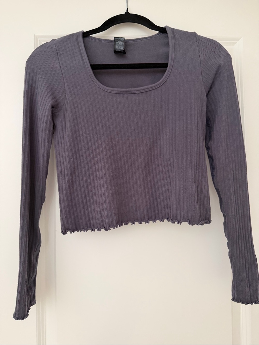Sweaty Betty Mindful Crop Seamless Rib Scoop-Neck Long Sleeve Stretch Top